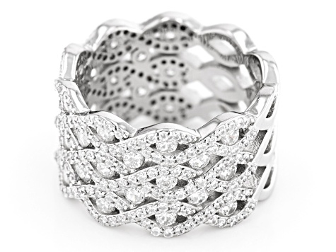 Pre-Owned White Cubic Zirconia Rhodium Over Sterling Silver Ring 3.35ctw