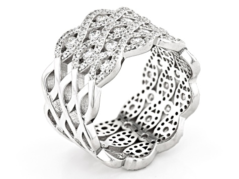 Pre-Owned White Cubic Zirconia Rhodium Over Sterling Silver Ring 3.35ctw