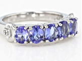 Pre-Owned Blue Tanzanite Rhodium Over Sterling Silver 5-stone Band Ring 1.87ctw