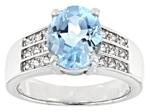 Pre-Owned Sky Blue Topaz Rhodium Over Sterling Silver Ring 3.02ctw