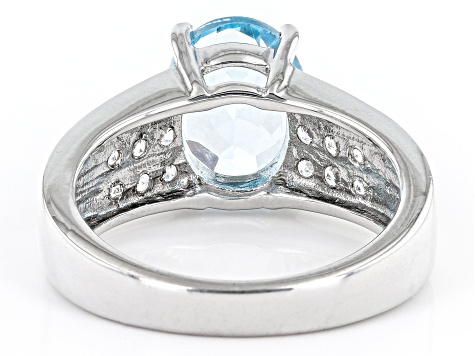 Pre-Owned Sky Blue Topaz Rhodium Over Sterling Silver Ring 3.02ctw