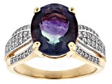 Pre-Owned Bi-Color Fluorite 18k Yellow Gold Over Sterling Silver Ring 4.76ctw