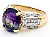 Pre-Owned Bi-Color Fluorite 18k Yellow Gold Over Sterling Silver Ring 4.76ctw
