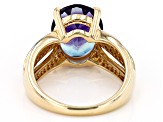 Pre-Owned Bi-Color Fluorite 18k Yellow Gold Over Sterling Silver Ring 4.76ctw
