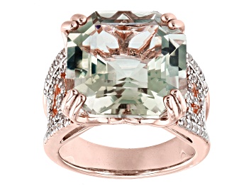 Picture of Pre-Owned Green Prasiolite 18k Rose Gold Over Sterling Silver Ring 12.62ctw