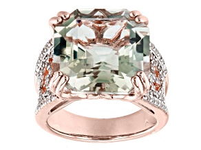 Pre-Owned Green Prasiolite 18k Rose Gold Over Sterling Silver Ring 12.62ctw