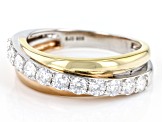 Pre-Owned Moissanite Platineve With 14k Rose And Yellow Gold Over Sterling Silver Ring .66ctw DEW.