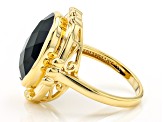 Pre-Owned Black Spinel 18k Yellow Gold Over Sterling Silver Ring 9.05ct