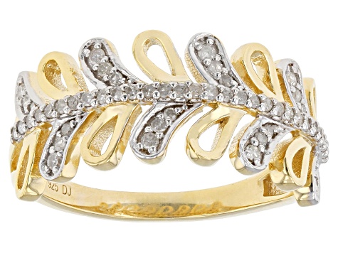 Pre-Owned White Diamond 14k Yellow Gold Over Sterling Silver Band Ring 0.25ctw