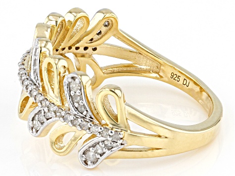 Pre-Owned White Diamond 14k Yellow Gold Over Sterling Silver Band Ring 0.25ctw