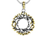 Pre-Owned Sterling Silver and 18K Yellow Gold Tree of Life Small Round Pendant with 18 Inch Popcorn