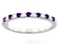 Pre-Owned Amethyst & White Diamond 14k White Gold February Birthstone Band Ring 0.36ctw