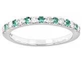Pre-Owned Emerald & White Diamond 14k White Gold May Birthstone Band Ring 0.35ctw