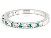 Pre-Owned Emerald & White Diamond 14k White Gold May Birthstone Band Ring 0.35ctw