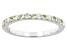 Pre-Owned Peridot & White Diamond 14k White Gold August Birthstone Band Ring 0.35ctw