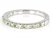 Pre-Owned Peridot & White Diamond 14k White Gold August Birthstone Band Ring 0.35ctw