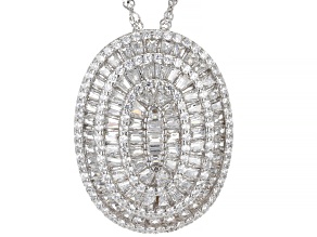 Pre-Owned White Cubic Zirconia Rhodium Over Sterling Silver Pendant With Chain 4.48ctw