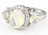 Pre-Owned White Ethiopian Opal Rhodium Over Sterling Silver Ring 1.60ctw