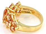 Pre-Owned Champagne Cubic Zirconia 18K Yellow Gold Over Sterling Silver Ring 5.98ctw