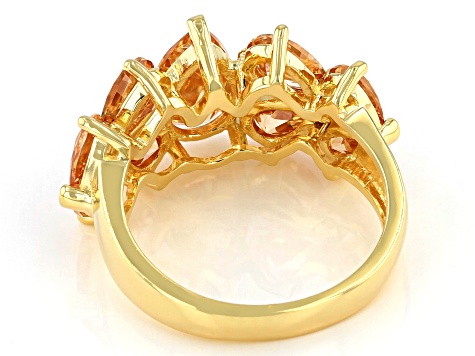 Pre-Owned Champagne Cubic Zirconia 18K Yellow Gold Over Sterling Silver Ring 5.98ctw