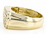 Pre-Owned Diamond 10K Yellow Gold Mens Multi-Row Flat Top Ring 1.00ctw