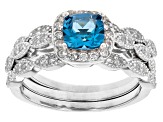 Pre-Owned London Blue Topaz Rhodium Over Sterling Silver Ring Set 1.70ctw