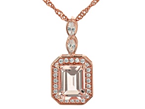 Pre-Owned Kristen's Holiday Collection Peach Morganite 18K Rose Gold Over Silver Pendant/Chain 2.29c