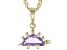 Pre-Owned Purple Amethyst 18k Yellow Gold Over Sterling Silver Children's Dinosaur Pendant/Chain 0.5