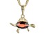 Pre-Owned Red Garnet 18k Yellow Gold Over Silver Children's Dinosaur Pendant/Chain 0.56ct