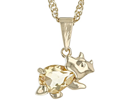 Pre-Owned Yellow Citrine 18k Yellow Gold Over Sterling Silver Children's Dinosaur Pendant/Chain 0.55