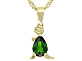 Pre-Owned Green Chrome Diopside 18k Yellow Gold Over Sterling Silver Children's Dinosaur Pendant/Cha