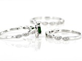 Pre-Owned Green Chrome Diopside Rhodium Over Sterling Silver Ring Set 1.58ctw