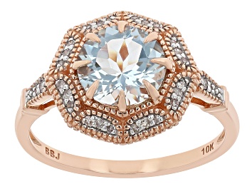 Picture of Pre-Owned Blue Aquamarine 10k Rose Gold Ring 1.63ctw