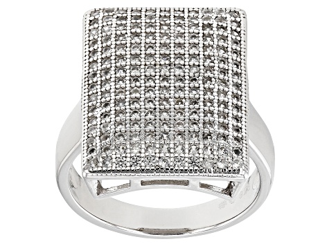 Pre-Owned White Zircon Rhodium Over Sterling Silver Ring 1.30ctw