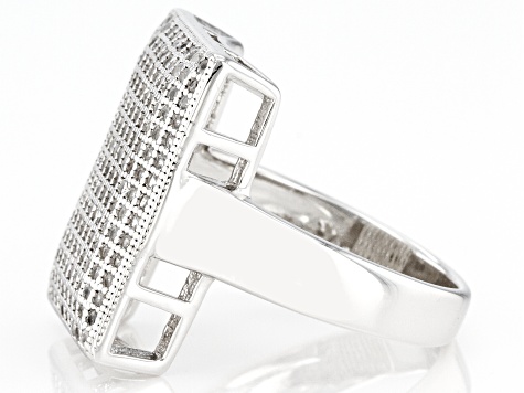 Pre-Owned White Zircon Rhodium Over Sterling Silver Ring 1.30ctw