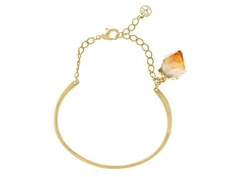 Pre-Owned Free-Form Citrine 18K Yellow Gold Over Brass Bracelet