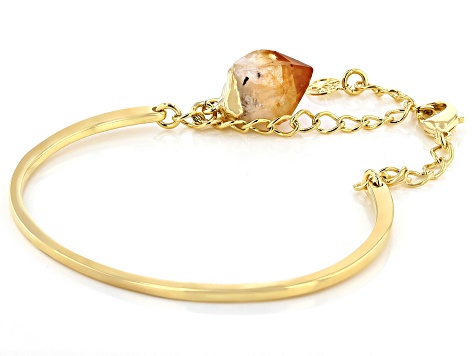 Pre-Owned Free-Form Citrine 18K Yellow Gold Over Brass Bracelet