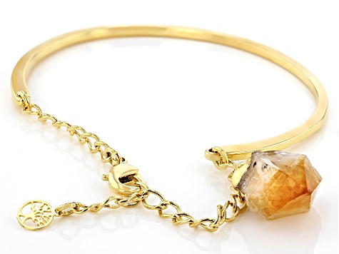 Pre-Owned Free-Form Citrine 18K Yellow Gold Over Brass Bracelet