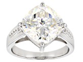 Pre-Owned Fabulite strontium titanate and white zircon rhodium over sterling silver ring 6.07ctw