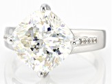 Pre-Owned Fabulite strontium titanate and white zircon rhodium over sterling silver ring 6.07ctw