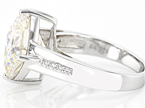 Pre-Owned Fabulite strontium titanate and white zircon rhodium over sterling silver ring 6.07ctw