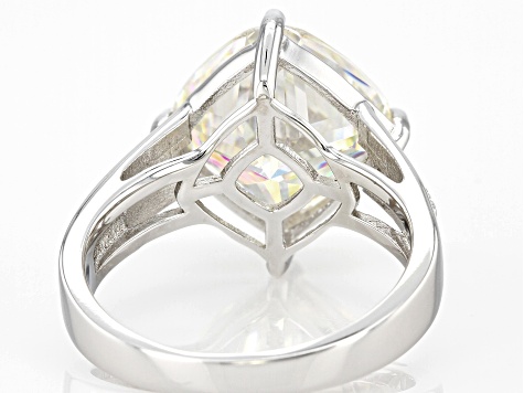 Pre-Owned Fabulite strontium titanate and white zircon rhodium over sterling silver ring 6.07ctw