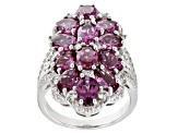 Pre-Owned Pink Garnet Rhodium Over Sterling Silver Ring 5.43ctw