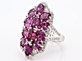 Pre-Owned Pink Garnet Rhodium Over Sterling Silver Ring 5.43ctw