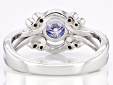 Pre-Owned Blue and Colorless Moissanite Platineve Ring 1.16ctw DEW.