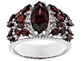 Pre-Owned Red Garnet Rhodium Over Silver Ring 3.79ctw