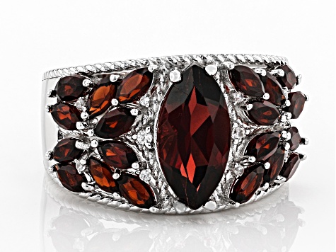 Pre-Owned Red Garnet Rhodium Over Silver Ring 3.79ctw