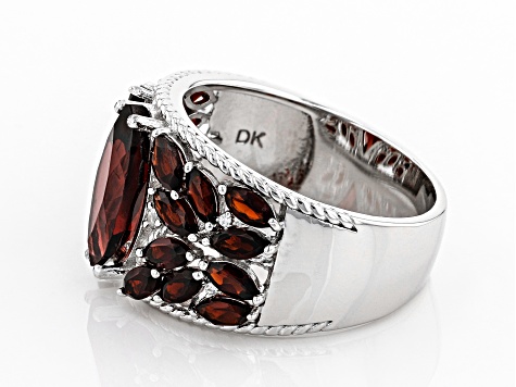 Pre-Owned Red Garnet Rhodium Over Silver Ring 3.79ctw