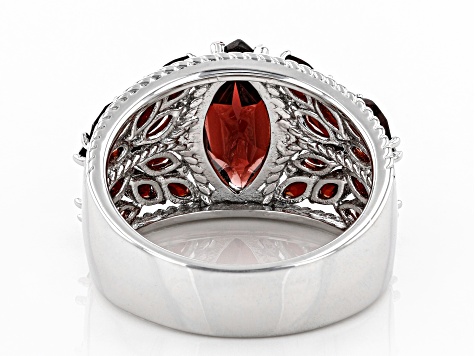 Pre-Owned Red Garnet Rhodium Over Silver Ring 3.79ctw