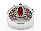 Pre-Owned Red Garnet Rhodium Over Silver Ring 3.79ctw